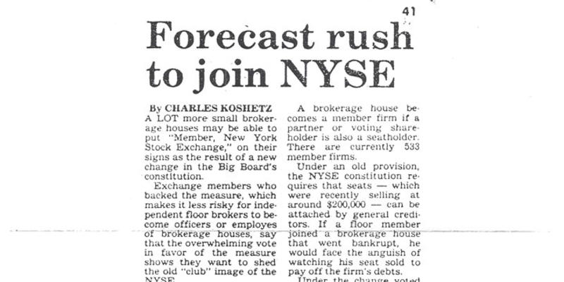 Forecast rush to join NYSE